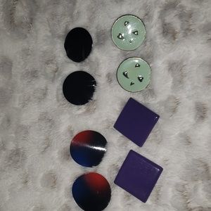 Vintage 80s Multicolor square and round earrings